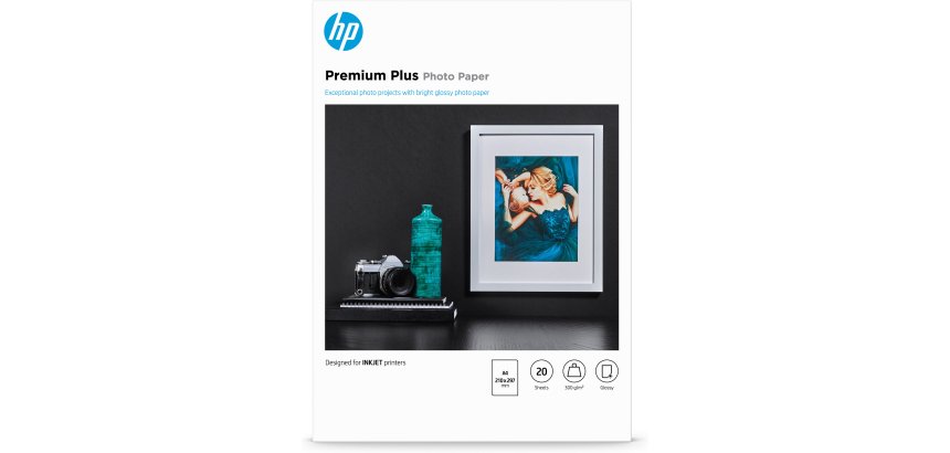 HP Confezione da 20 fogli carta fotografica Premium Plus, lucida A4/210 x 297 mm