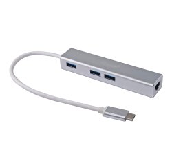 Equip Hub USB-C a USB 3.0 de 3 puertos con adaptador Gigabit