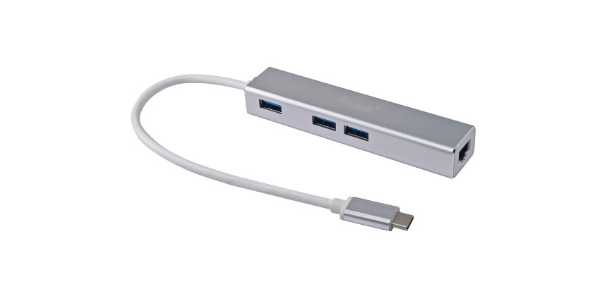 Equip Hub USB-C a USB 3.0 de 3 puertos con adaptador Gigabit