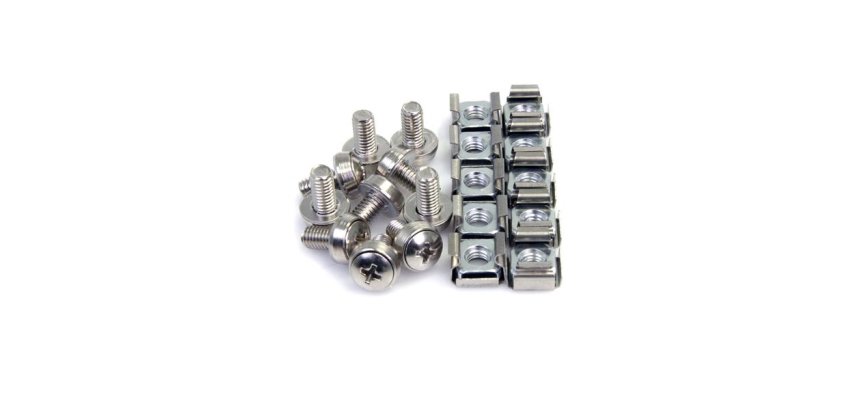 StarTech.com 100-Pack M6 12mm Screws, Square Hole Cage Nuts and Installation Tool, Hardware Mounting Kit for 19" or 10" Server Racks, Cabinets and Enclosures, Silver - TAA