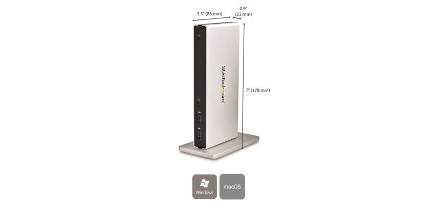 StarTech.com Station d'Accueil USB 3.0 pour Deux Écrans avec Adaptateurs DVI vers VGA et HDMI, 5x USB 3.0 et Audio - Station d'Accueil DVI Verticale pour Mac et Windows