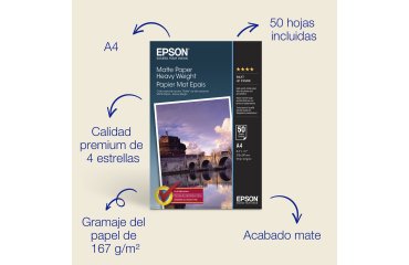Epson Papel mate A4 de , 167 g/m2, 50 hojas