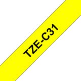 Ruban pour PTOUCH laminé Noir/Jaune fluo12mmx8m TZEC31