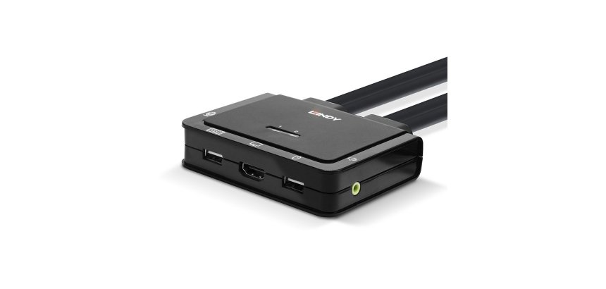 Lindy 2 Port HDMI 18G, USB Type C, USB 2.0 and Audio Cable KVM Switch