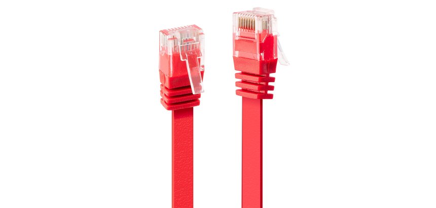 Lindy Câble réseau Plat Rouge Cat.6A U/UTP, 1m