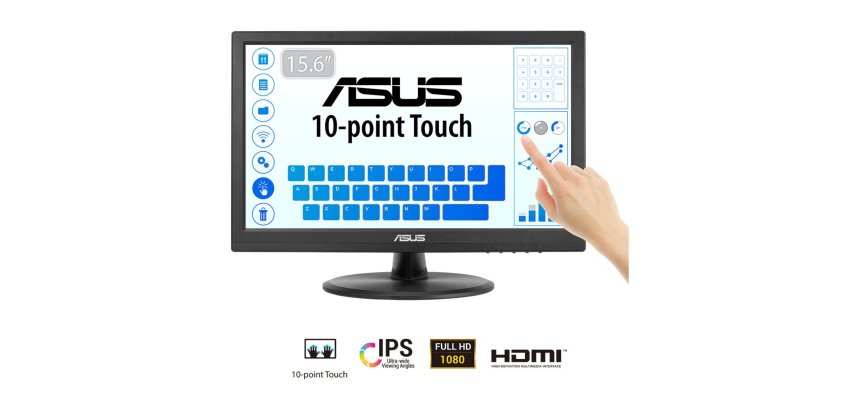 ASUS Touch VT169HE écran plat de PC 39,6 cm (15.6") 1920 x 1080 pixels Full HD LED Écran tactile Dessus de table Noir