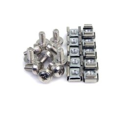StarTech.com Viti e Dadi in Gabbia per Rack 19" e 10" con Fori Quadrati; Kit con Viti M6 da 12mm, Dadi e Rondelle; Utensile Incluso, Argento, Confezione da 100