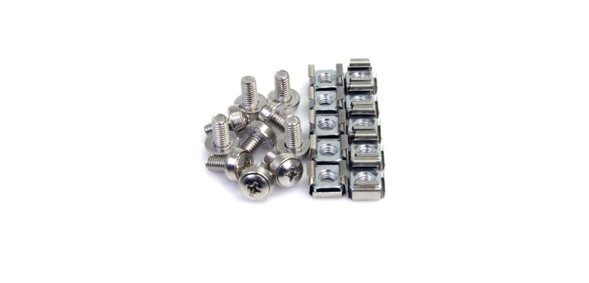 StarTech.com 100-Pack M6 12mm Screws, Square Hole Cage Nuts and Installation Tool, Hardware Mounting Kit for 19" or 10" Server Racks, Cabinets and Enclosures, Silver - TAA