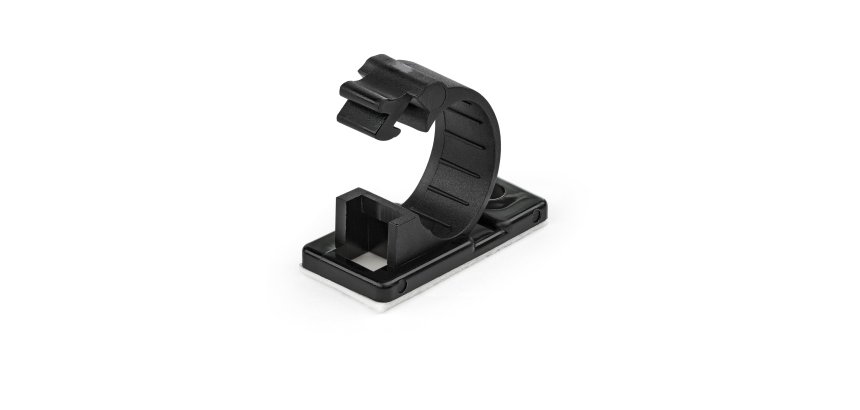 StarTech.com 100 Clip Fermacavi Autoadesivi Nero - Graffette Fermacavo Adesive da Scrivania per Cavi Elettrici/Rete - Supporto Fermacavi - Fermacavo in Plastica - Classe Antincendio UL/94V-2