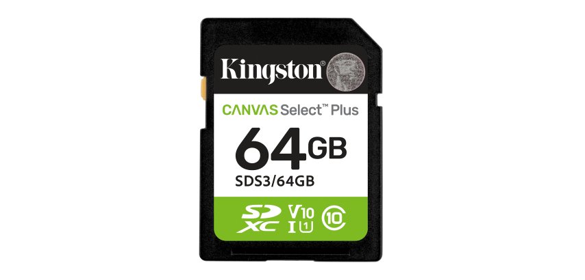 Kingston Technology 64 Go SDXC Canvas Select Plus Gen3 100 Mo/s C10 UHS-I U1 V10