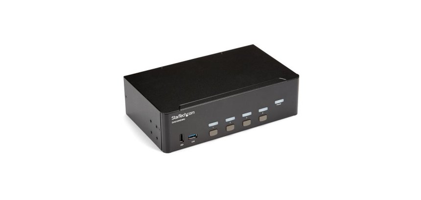 StarTech.com Switch KVM double affichage HDMI 4K 30 Hz à 4 ports avec hub USB intégré