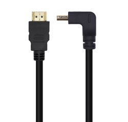 AISENS Cable HDMI V2.0 Acodado Premium Alta Velocidad / HEC 4K@60Hz 18Gbps, A/M-A/M, Negro, 1.0m