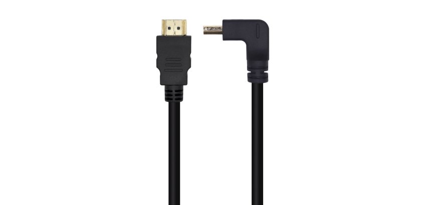 AISENS Cable HDMI V2.0 Acodado Premium Alta Velocidad / HEC 4K@60Hz 18Gbps, A/M-A/M, Negro, 1.0m