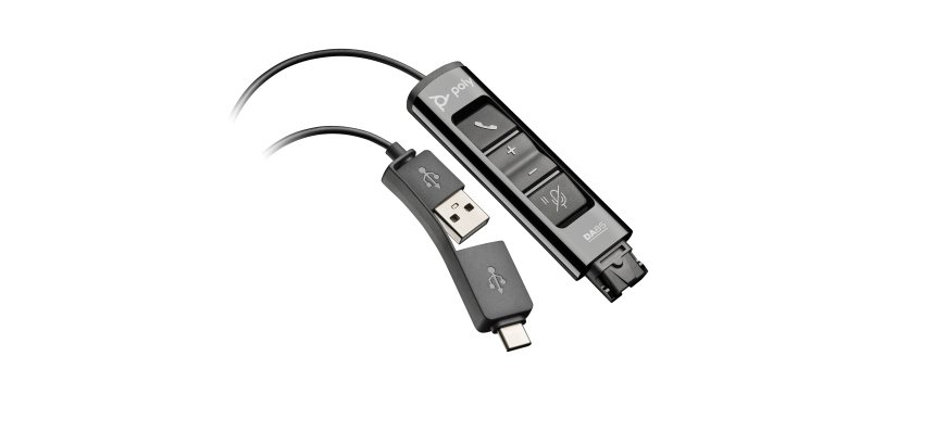 HP Poly Adaptador negro DA85 USB a QD compatible con TAA