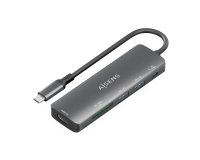 AISENS USB-C Dock 6 en 1, USB-C A, 1x HDMI, 2x USB-A, 1x USB-C PD 100W, 1x SD, 1x MicroSD, Gris, 15cm