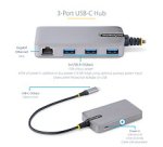 StarTech.com Hub USB-C à 3 Ports - 3x Ports USB-A, Gigabit Ethernet RJ45, USB 3.0 5Gbps, Alimentation par Bus - Hub USB Type-C avec Câble de 30 cm - Adaptateur Ethernet USB C - Mini Hub USB-C pour PC Portable