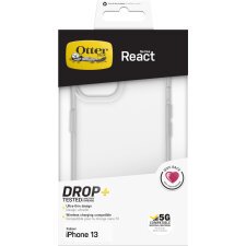 OtterBox Funda para iPhone 13 React,resistente a golpes y caídas,Ultra-fina, Protectora,Testada con los estándares Militares anticaídas, Clear