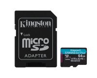 Kingston Technology Tarjeta microSDXC Canvas Go Plus Gen4 de 64 GB, 200 MB/s, A2 U3 V30 y adaptador
