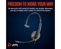 HP Poly Blackwire 3210 Monaural USB-C Headset +USB-C/A Adapter