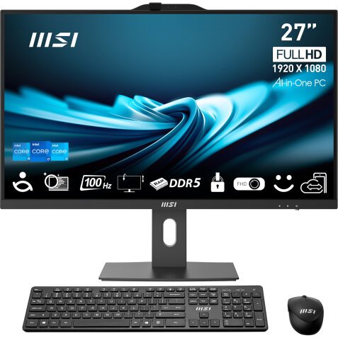 MSI Pro AP272P 14M-653FR PC tout en un/station de travail Intel® Core™ i5 68,6 cm (27") 1920 x 1080 pixels PC All-in-One 16 Go DDR4-SDRAM 512 Go SSD Windows 11 Pro Wi-Fi 6E (802.11ax) Blanc