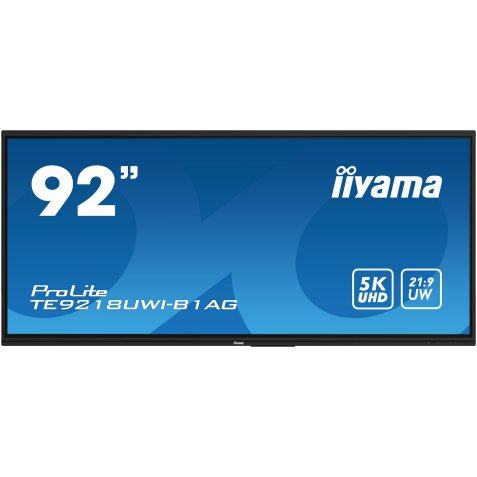 iiyama TE9218UWI-B1AG Écran d'affichage dynamique Écran plat interactif 2,32 m (91.5") LED Wifi 500 cd/m² 5K Ultra HD Noir Écran tactile Intégré dans le processeur Android 16/7