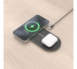 AISENS Cargador Inalambrico USB-C 15W 2 en 1 Para Movil Auriculares, Negro
