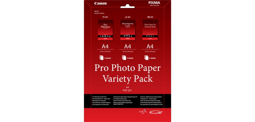 Canon Pack variété de papier photo A4 Pro PVP- 201 - 15 feuilles