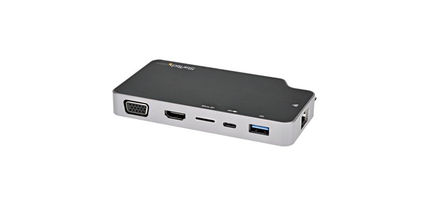 StarTech.com Adaptador Multipuertos USB C - Docking Station USB 3.1 Tipo C a Vídeo HDMI de 4K o VGA - PD Pass-through de 100W - Hub Ladrón USB de 2 Puertos - 10Gbps - Lector MicroSD - GbE
