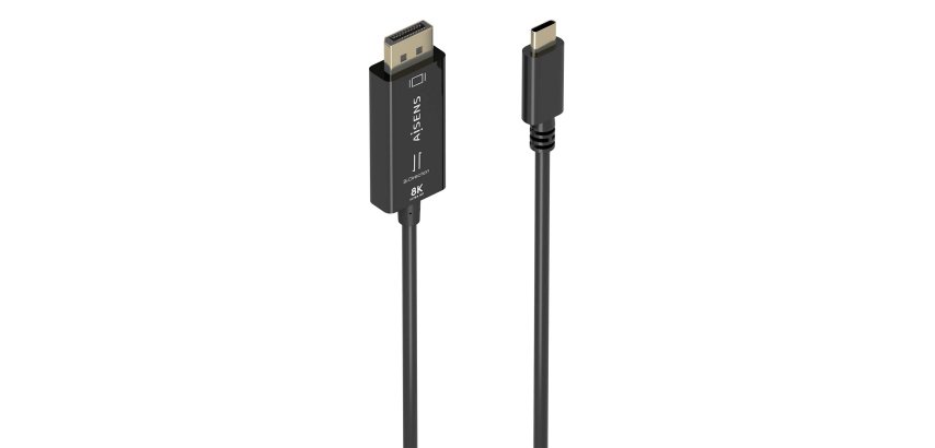 AISENS Cable Conversor Bidireccional USB-C A DISPLAYPORT 8K@60Hz, USB-C/M-DP/M, Negro, 1.8m