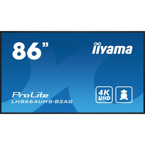 iiyama LH8664UHS-B2AG Écran d'affichage dynamique Écran plat de signalisation numérique 2,18 m (86") Wifi 500 cd/m² 4K Ultra HD Noir Intégré dans le processeur Android 24/7