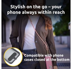 Intenso USB-C Charging Lanyard – Phone Necklace Cable, 60W Fast Charging, Adjustable Length, 1.65 m Nylon, USB-C to USB-C, neon mix