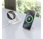 AISENS Cargador Inalambrico USB-C 4 en 1 De 15W Para Movil, Apple Watch, Auriculares Con Estuche De Carga, Blanco