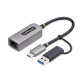 StarTech.com Adaptateur 2.5GbE USB-C vers Ethernet avec Convertisseur USB-A, NBASE-T NIC, USB 3.0 Type-C 2.5/1G Réseau Multi Speed, Compatible Thunderbolt, Windows & Mac