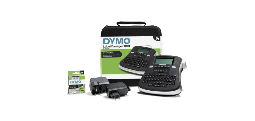 DYMO LabelManager 210D+ Handheld Label Maker Kit | QWERTY Keyboard | with 12mm Black on White D1 Labels & Carrying Case