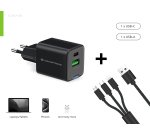 Conceptronic 2-Port 33W GaN USB PD Charger with 3-in-1 Charging Cable, USB-C x 1, USB-A x 1, QC 3.0, PPS