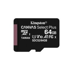 Kingston Technology Paquete de una tarjeta micSDXC Canvas Select Plus 100R A1 C10 de 64 GB sin ADP