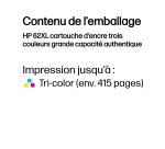 HP 62XL cartouche d'encre trois couleurs grande capacité authentique