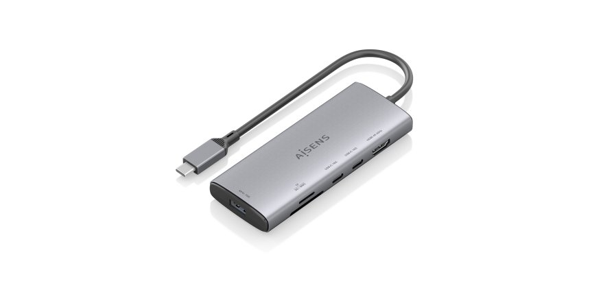 AISENS USB-C Dock 6 en 1, USB-C a 1xHDMI, 1xUSB-A 10G, 2xUSB-C 10G, 1xSD, 1xMicroSD, Gris, 20cm