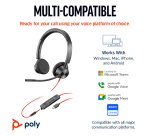 HP Poly Blackwire 3325 Stereo Microsoft Teams Certified USB-C Headset +3.5mm Plug +USB-C/A Adapter
