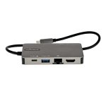 StarTech.com Adattatore multiporta USB-C a HDMI 4K 30 Hz o VGA 1080p - Convertitore USB C con HUB USB a 3 porte e 100W Power Delivery - GbE - Cavo integrato da 12 cm