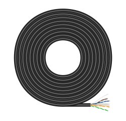 AISENS Cable de Red Exterior Impermeable RJ45 Cat.6 UTP Rígido CCA AWG23, Negro, 100M