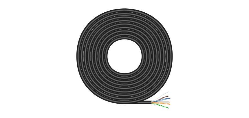 AISENS Cable de Red Exterior Impermeable RJ45 Cat.6 UTP Rígido CCA AWG23, Negro, 100M