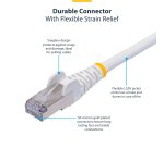 StarTech.com 15m White CAT8 Ethernet Cable, Snagless RJ45, 25G/40G, 2000MHz, 100W PoE++, S/FTP, 26AWG Pure Bare Copper Wire, LSZH, Shielded Network Patch Cord w/Strain Reliefs, Individually Tested