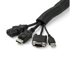 StarTech.com 15' (4.6m) Cable Management Sleeve - Flexible Coiled Cable Wrap - 1.0-1.5" dia. Expandable Sleeve - Polyester Cord Manager/Protector/Concealer - Black Trimmable Cable Organizer
