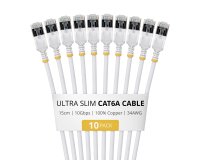 StarTech.com 6ASTP34WHS15CM10PK câble de réseau Blanc 0,15 m Cat6a U/FTP (STP) Rond