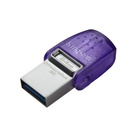 Kingston Technology DataTraveler microDuo 3C unidad flash USB 64 GB USB Type-A / USB Type-C 3.2 Gen 1 (3.1 Gen 1) Púrpura, Acero inoxidable