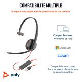 POLY Micro-casque Blackwire 3210 monaural USB-C + adaptateur USB-C/A