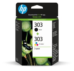 HP Pack de 2 cartouches authentiques d'encre noire/trois couleurs 303