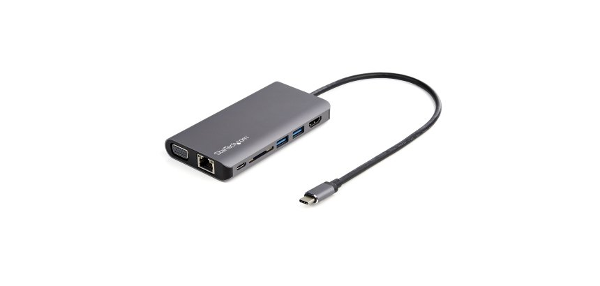 StarTech.com USB-C Multiport Adapter - USB-C Travel Dock met 4K HDMI of 1080p VGA - 3x USB 3.0 Hub, SD, GbE, Audio, 100W PD Pass-Through - Mini Docking Station voor Laptop/Tablet