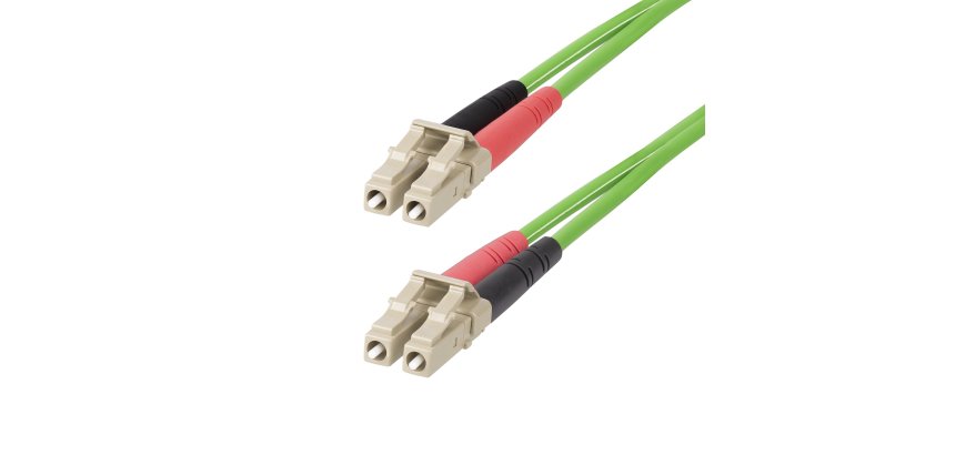 StarTech.com Câble Fibre Optique Multimode OM5 LC à LC UPC de 15m, Cordon/Jarretière/Connecteur Fibre Optique 50/125µm Duplex LOMMF Zipcord, VCSEL, 40G/100G, Insensible à la Courbure, Cordon de Liaison Fibre LSZH